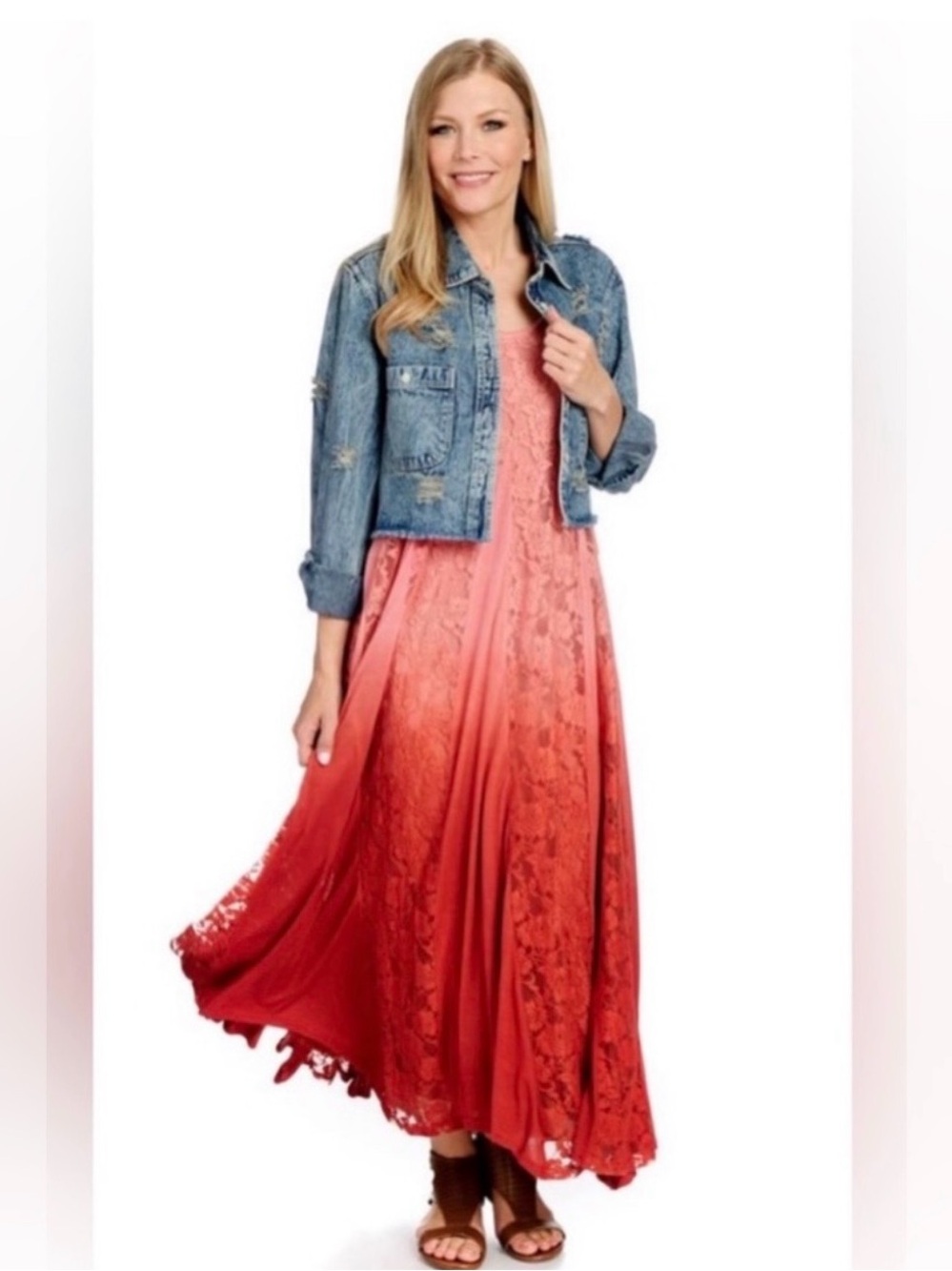 Indigo Thread Co. Lace Ombre Maxi Dress in